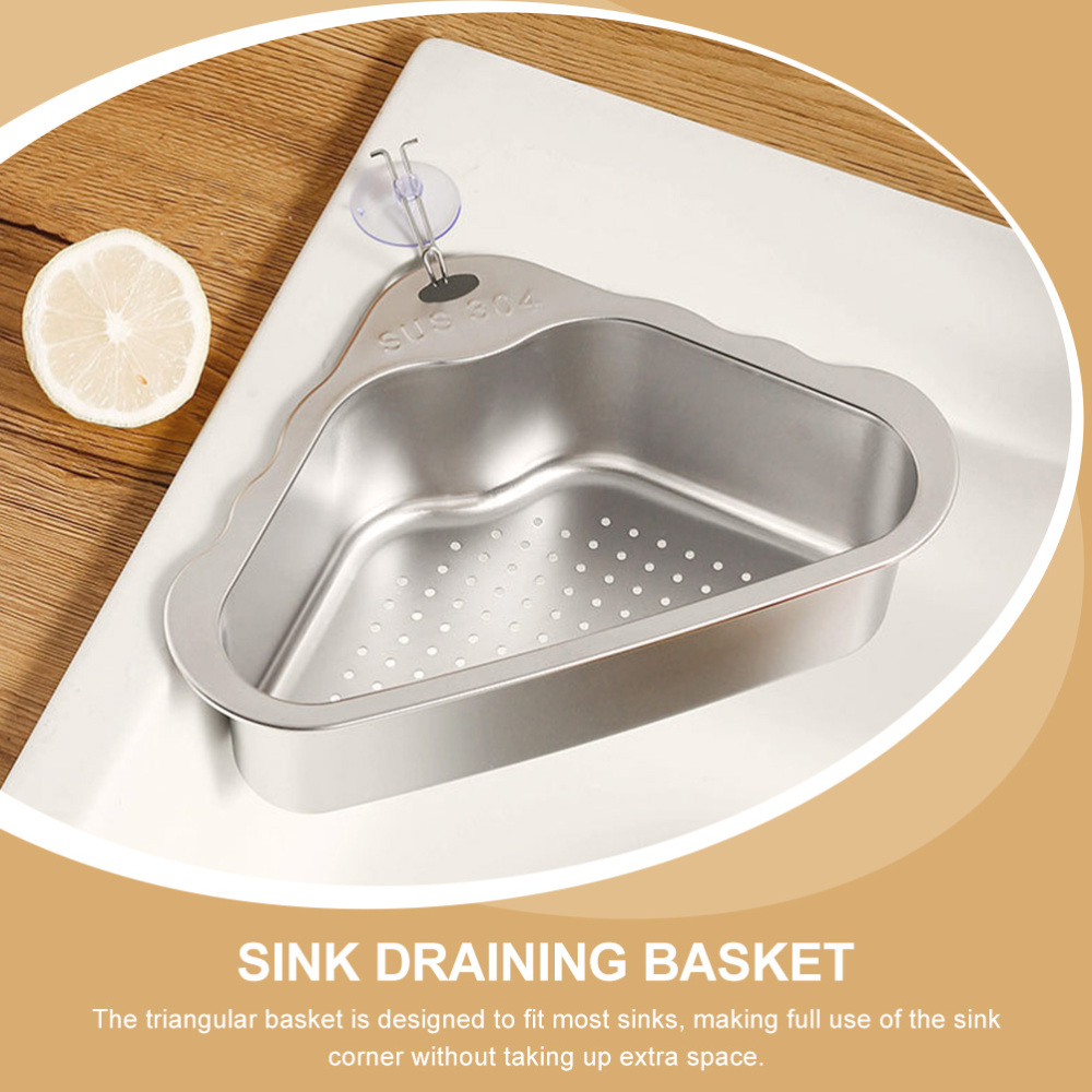 Triangle design stainless steel sink drain basket for kitchen sink to filter waste
