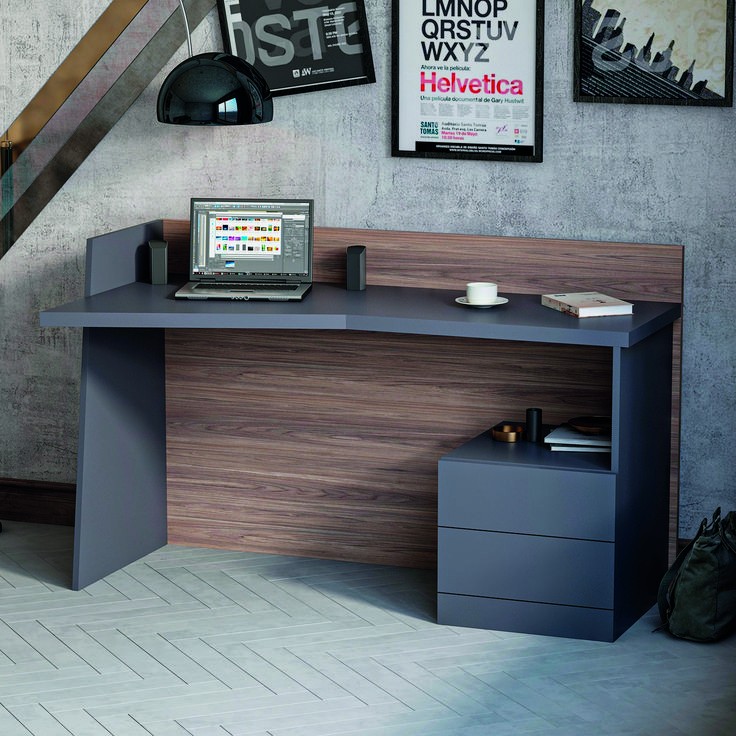 Modern Wooden Desk with Storage Drawer Unit