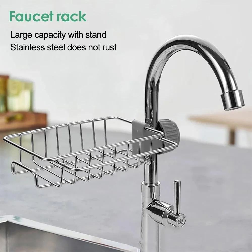 Multifunctional stainless steel adjustable holder over the kitchen sink with faucet clamp