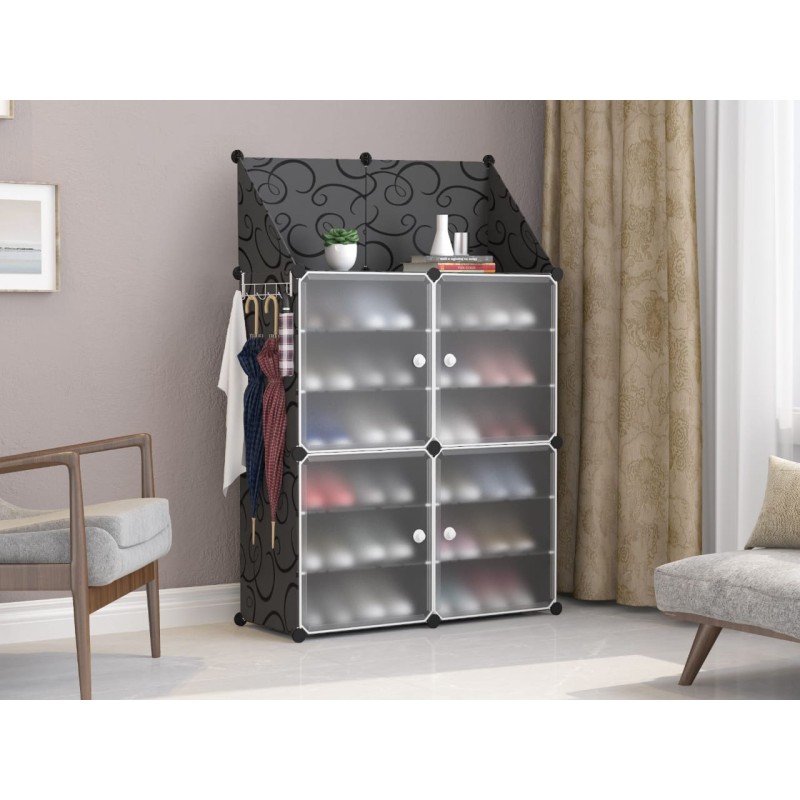 Plastic shoe cabinet with top shelf