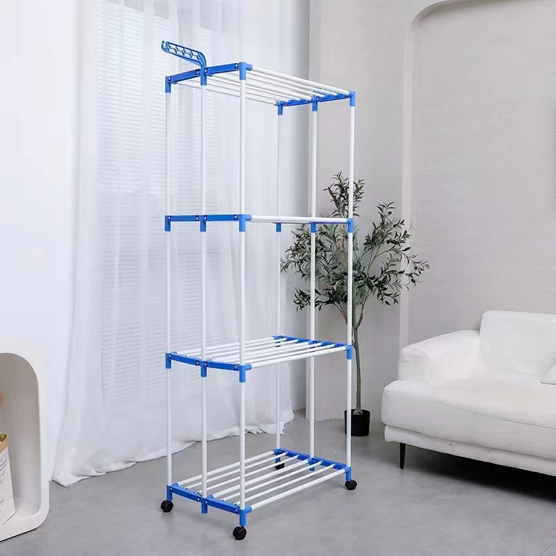 Upgraded laundry rack with foldable wheels