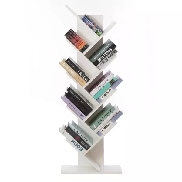 Standing Bookcase with 9 Shelves - White