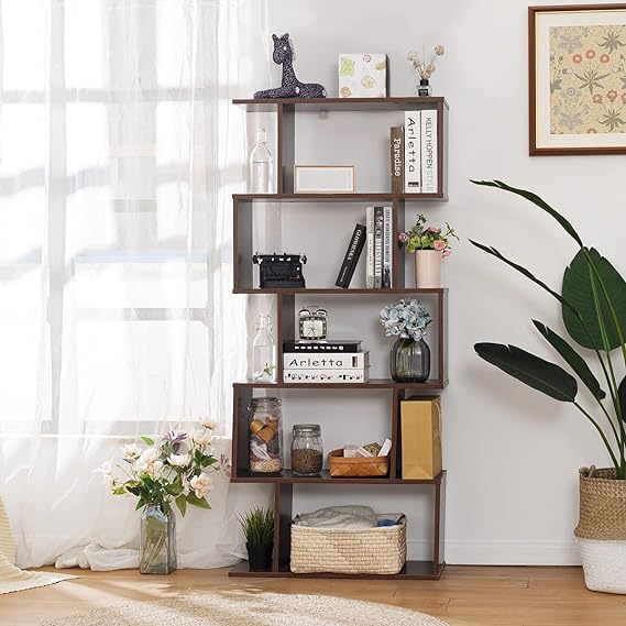 Building Shape Wooden 5 Layer Bookcase - Brown