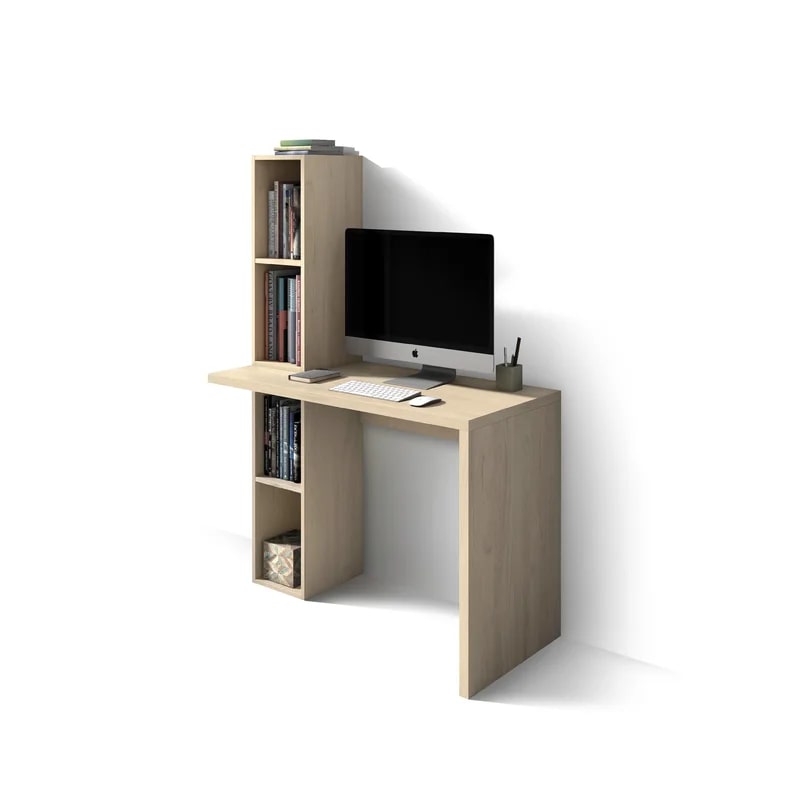 Wooden Computer Desk with Four Storage Shelves