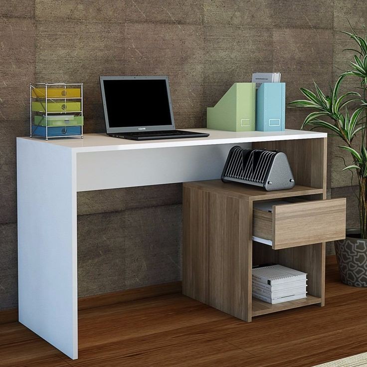 A Desk Consisting of a Drawer and Two Shelves Made of High-Quality MDF