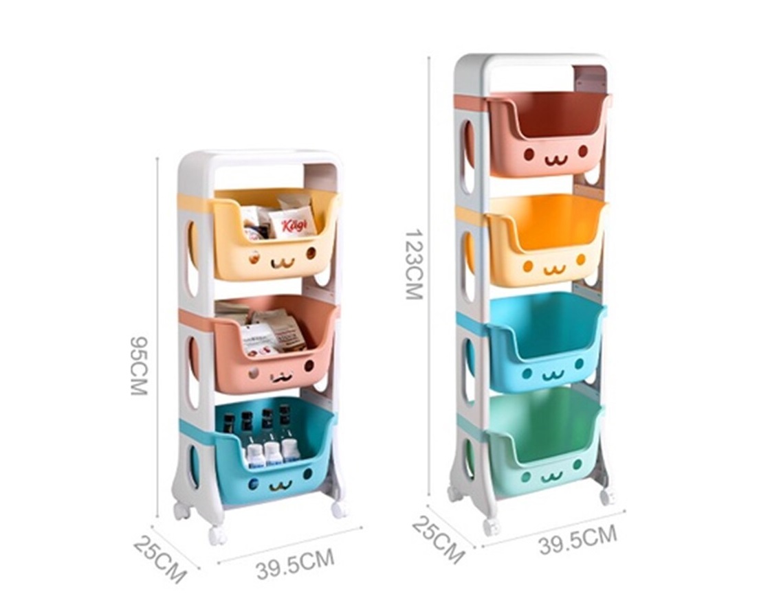 Organizer rack for storing children's toys, stackable storage boxes with 3 drawers