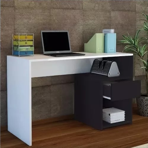 A Desk Consisting of a Drawer and Two Shelves Made of High-Quality MDF