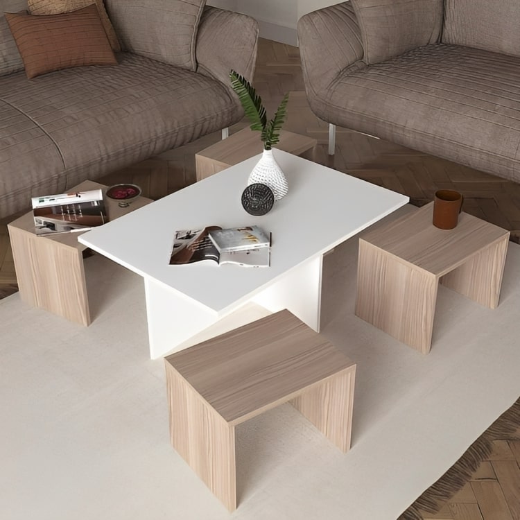 Nesting Center Table Set with 4 Outdoor Pieces