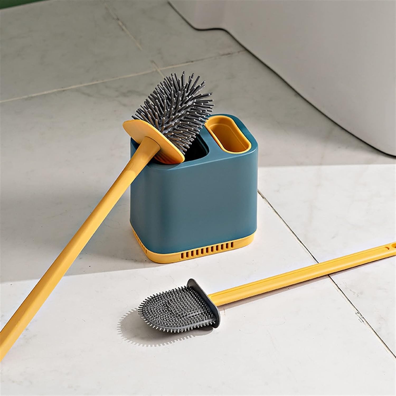Cleaning Brush Flat Head Flexible Soft Bristles Brush With Holder for clean toilet