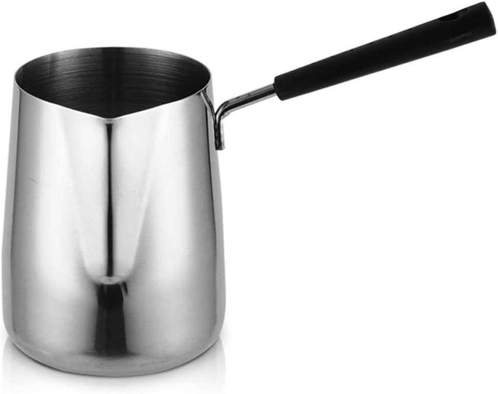 Coffee Pot Stainless Steel Milk Frothing Pitcher Chocolate Melting Pot with Long Handle fit for Making Coffee 350ml