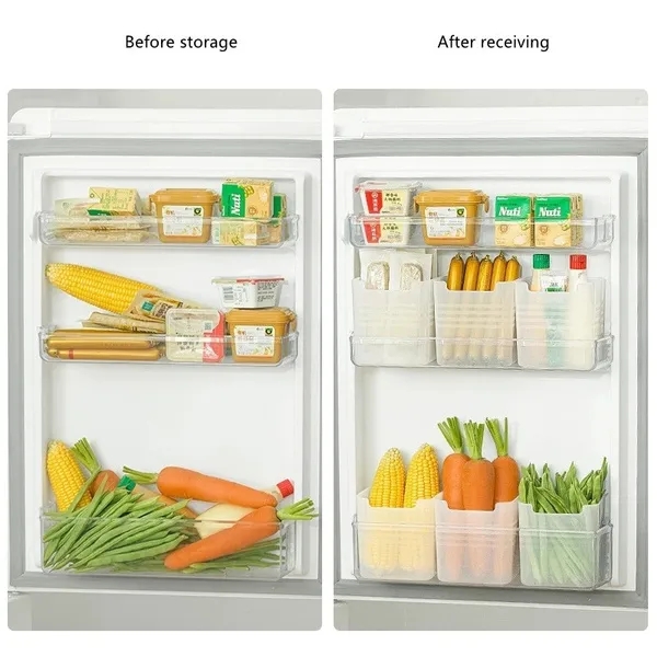 Clear plastic storage containers for refrigerator side door