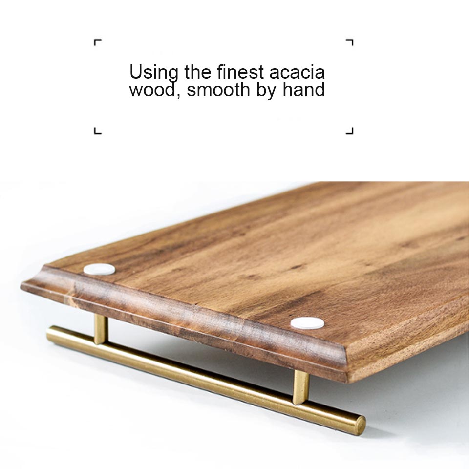 Wooden serving tray with metal handles for elegant farmhouse decor Medium