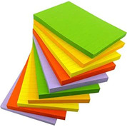 Fluorescent Colored Paper Lined Pads 80g - Assorted Colors - A5 - Pack of 3