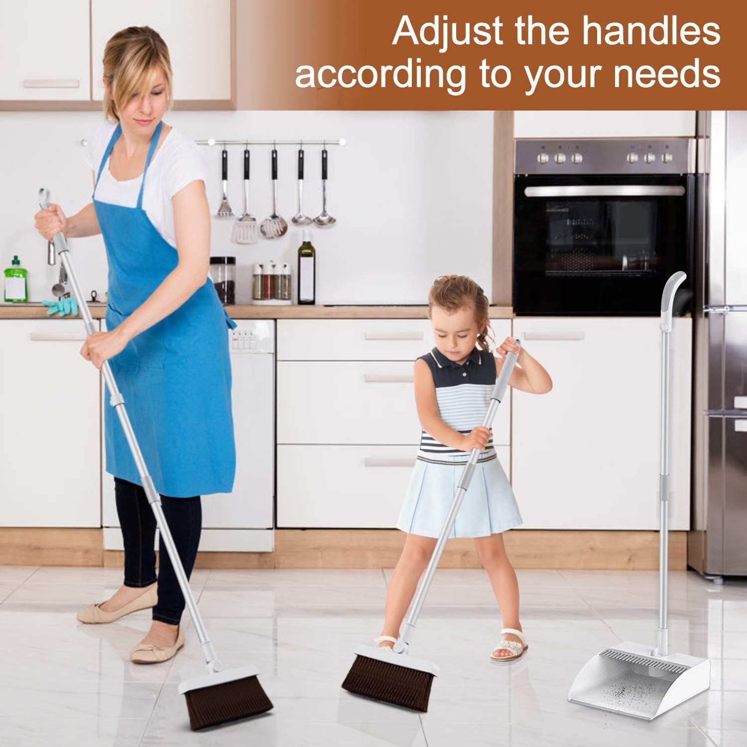 Household Sweeping Soft Broomed and Dustpan Folding for Home Indoor Kitchen Lobby Office Living Room