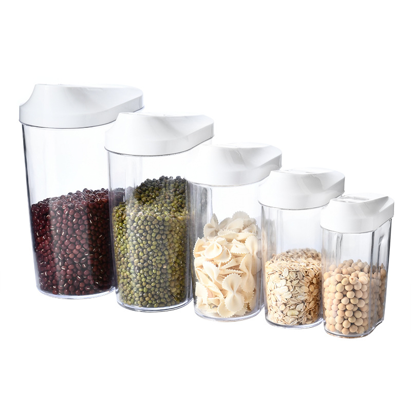 5 Pieces Transparent Airtight Cereal Storage Box for Dry Fruits 1450 ml, 950 ml, 720 ml, 480 ml, 300 ml