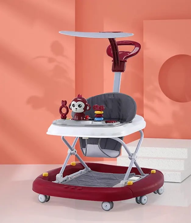 Foldable Educational Baby Walker - Red