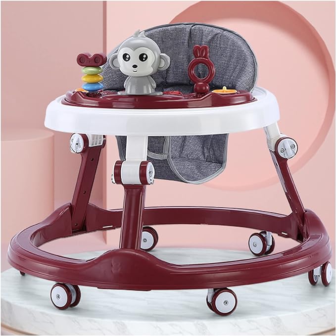 Baby Stroller with Wheels, Music and Games - Red