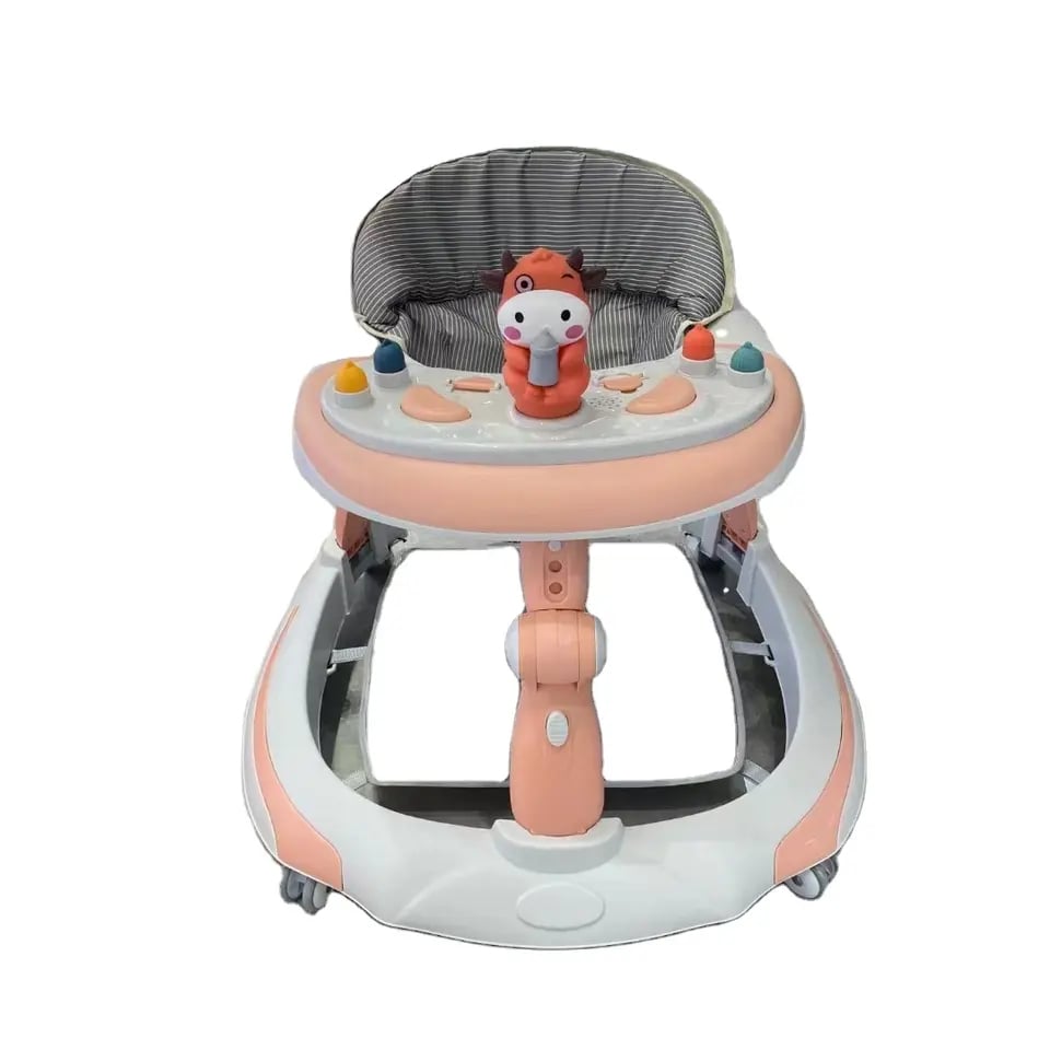 Baby Stroller with Wheels, Music and Games - Pink