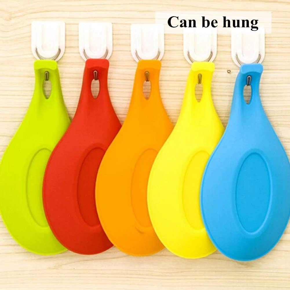 Flexible Almond-Shaped Silicone Kitchen Spoon Holder Cooking Utensil Rest Ladle Spatula Holder