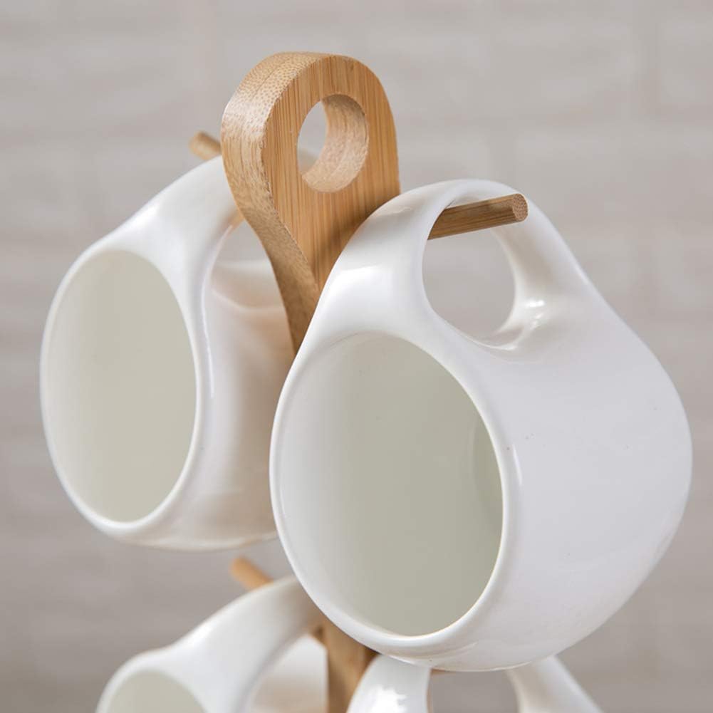 6 Coffee Cups with Coasters Mug Tree, Kitchen Display Stand and Water Cup Holder for Countertop