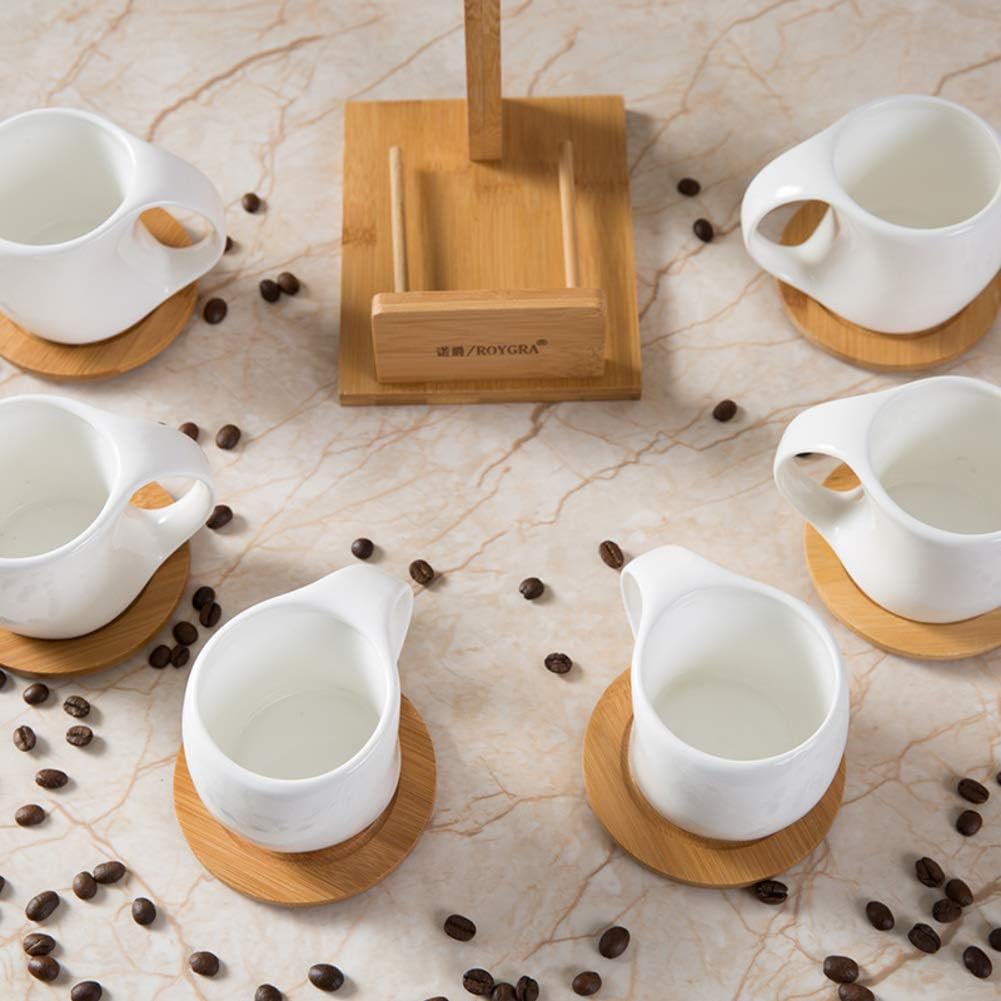 6 Coffee Cups with Coasters Mug Tree, Kitchen Display Stand and Water Cup Holder for Countertop