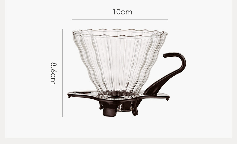 Glass Coffee Drip Funnel with Smart Cone Filter with Removable Base Clear 1-4 Cups (Black)
