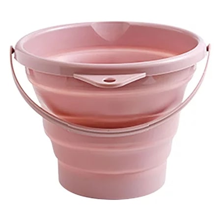 Small thickened foldable bucket for travel, car and wash, Pink