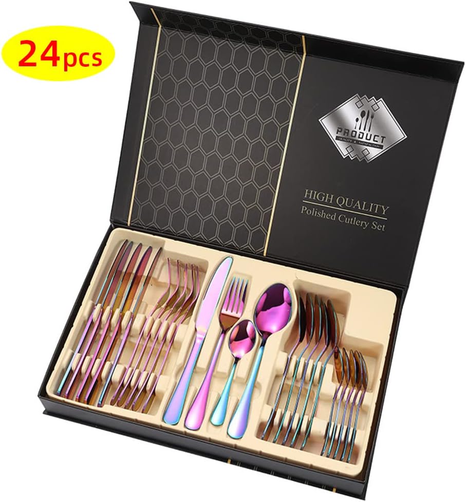 24-Piece Stainless Steel Spoon and Fork Utensil Set