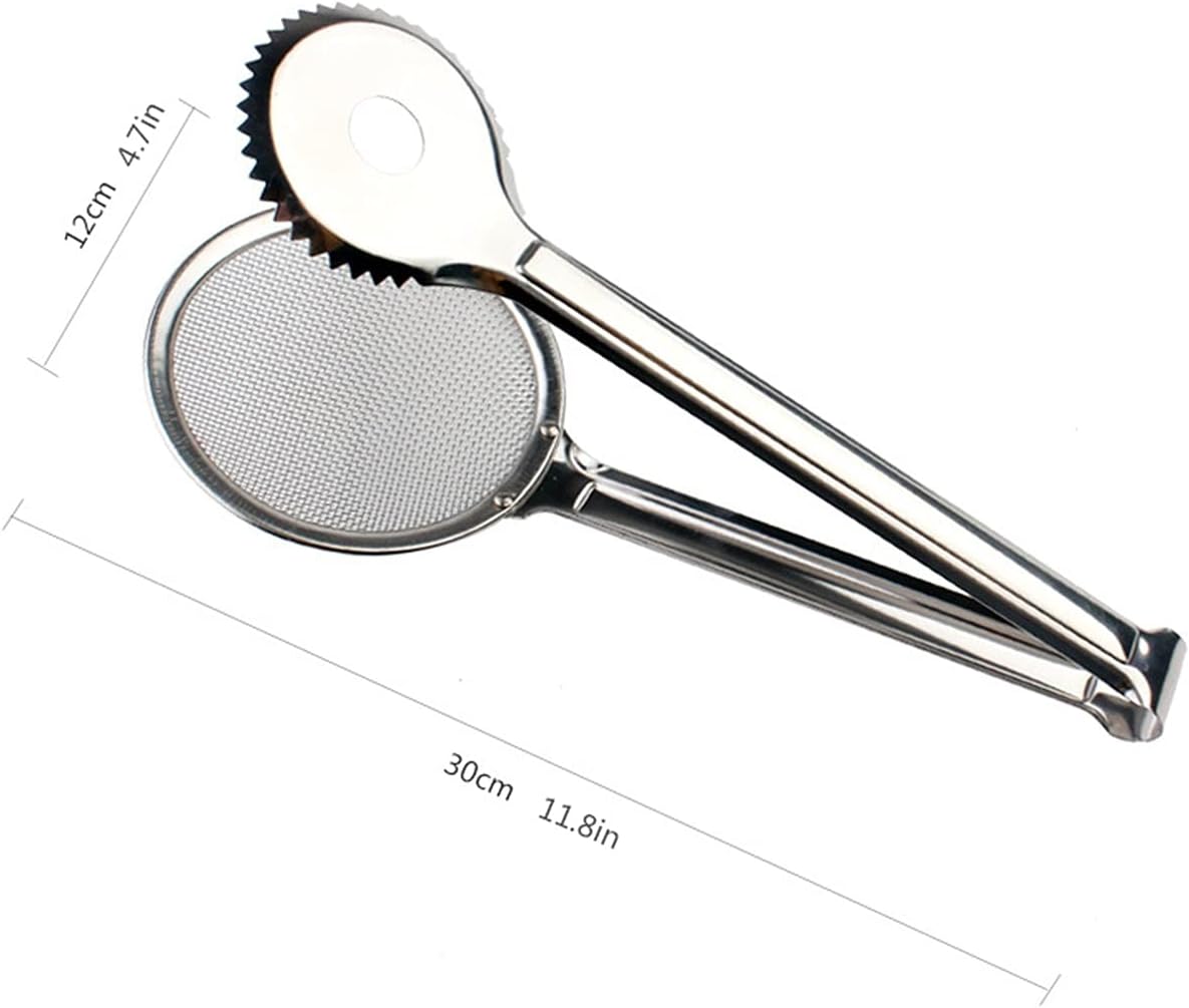 2-in-1 stainless steel frying spoon with mesh strainer design