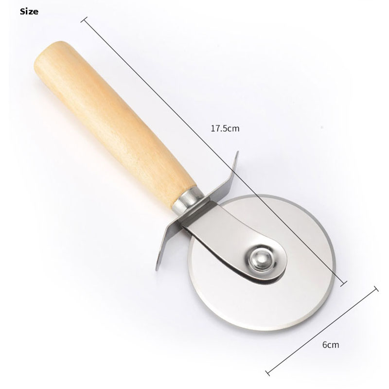 Pastry cutting wheel with wooden handle for baking supplies, size 6x17.5 cm, silver