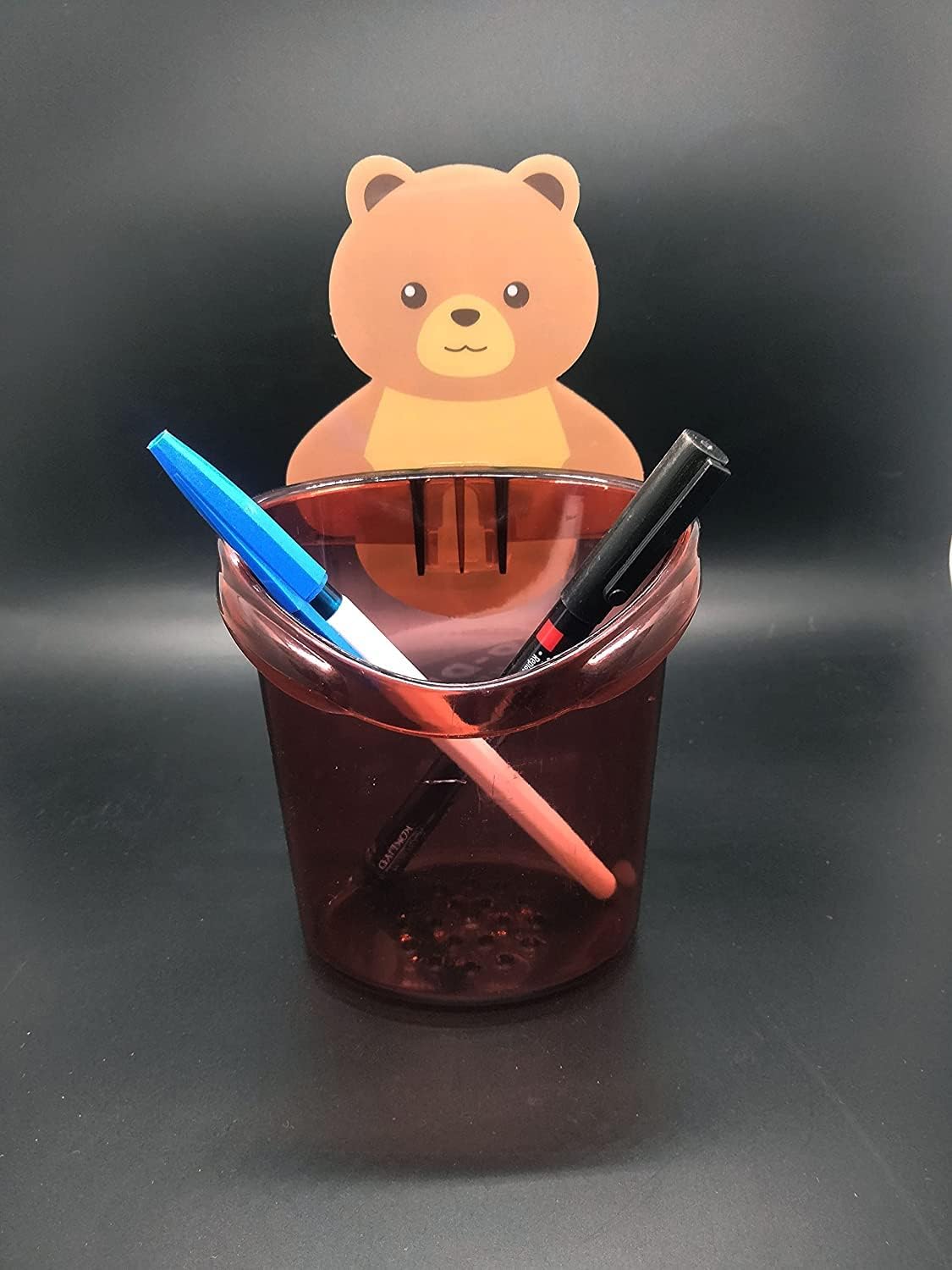 Self Adhesive Plastic Wall Mounted Multipurpose Teddy Bear Toothbrush Holder Cup