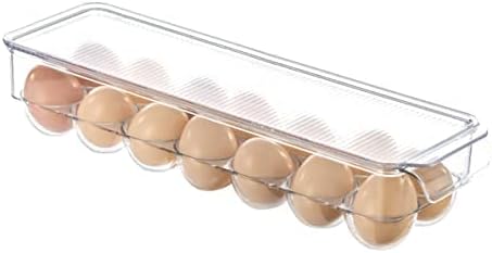 Egg Holder for Fridge 14 Eggs Stackable Plastic Eggs Organizer with Lid Egg Storage Container for Refrigerator