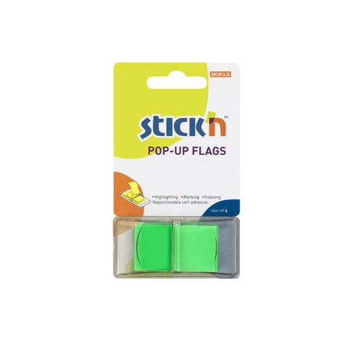 Hopax Stick'n Pop-Up Flags Solid Colors - Neon Green 45 x 25 mm - Pack of 1