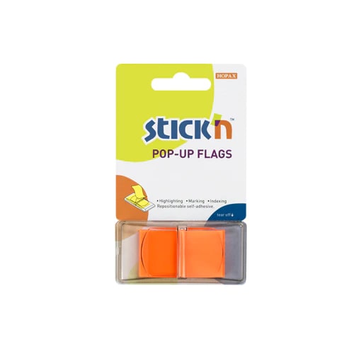 Hopax Stick'n Pop-Up Flags Solid Colors - Neon Orange 45 x 25 mm - Pack of 1
