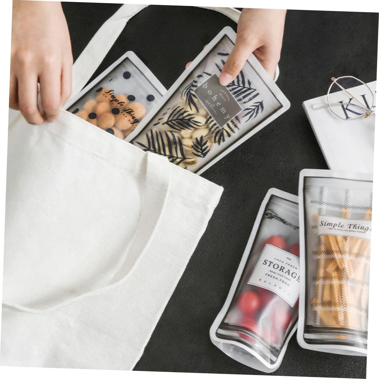Portable reusable food bags 4 pieces