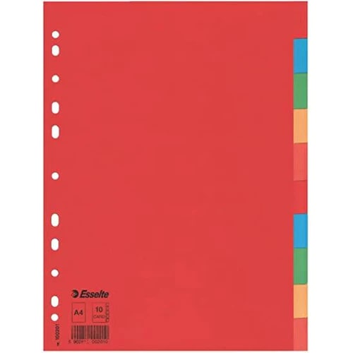 Esselte 10 Color Carton Dividers - A4
