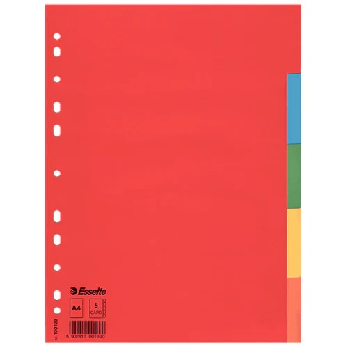 Esselte 5 Color Carton Dividers - A4