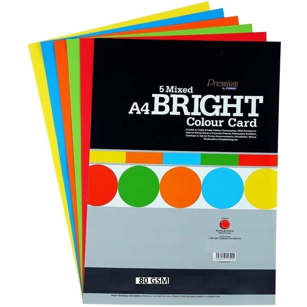 CampAp A4 80 GSM Bright 5 Color Paper - Pack of 50