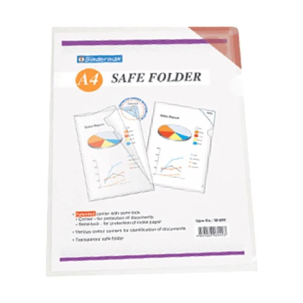 Bindermax Clear L-Shape Safe Folder with Corner Flap A4