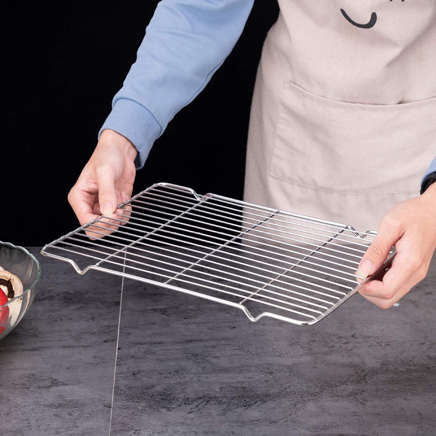 Thickened BBQ baking rack for roasting, grilling and drying, anti-rust