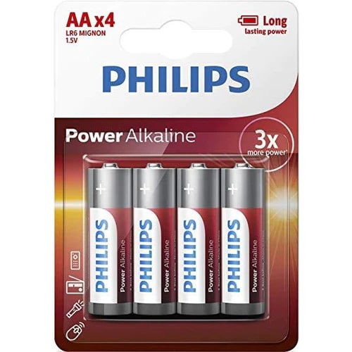 Philips AA Alkaline Batteries / Pack of 4