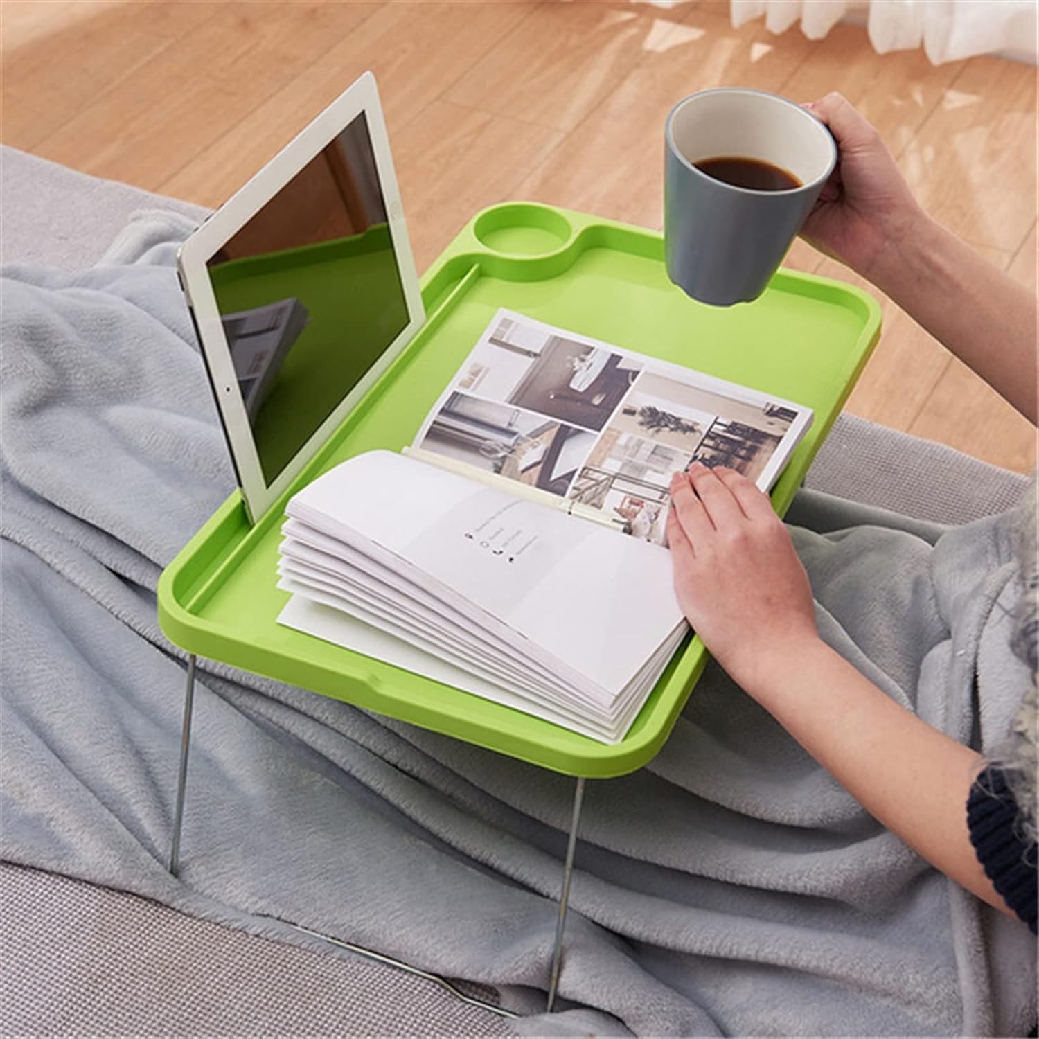 Computer table Folding Computer Desk with Cup Holder Laptop Desk Green