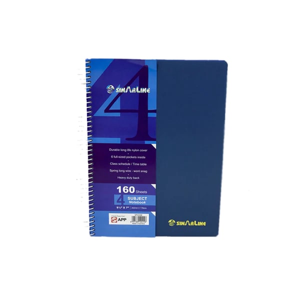 SinarLine University NoteBook - 4 Subject - 160 Sheets - 24.2x17.8 cm