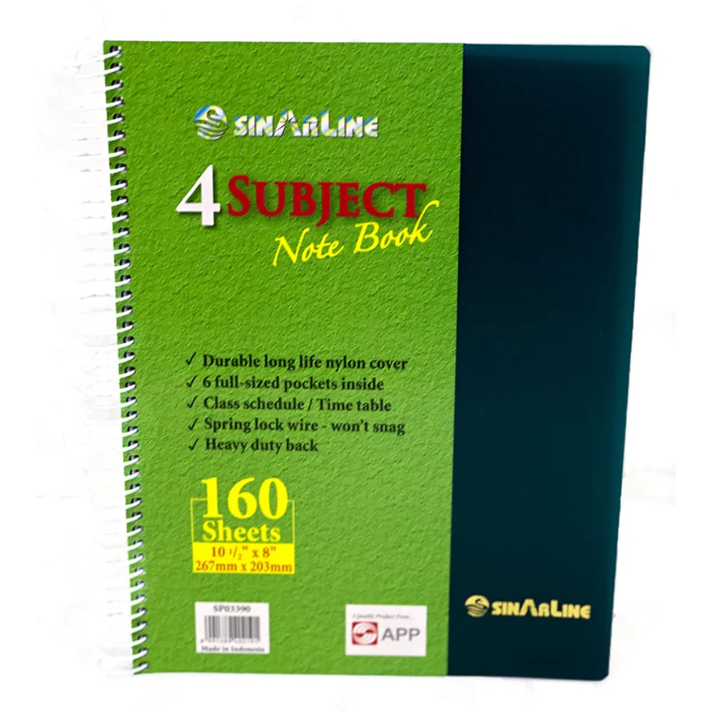 SinarLine University NoteBook - 4 Subject - 160 Sheets