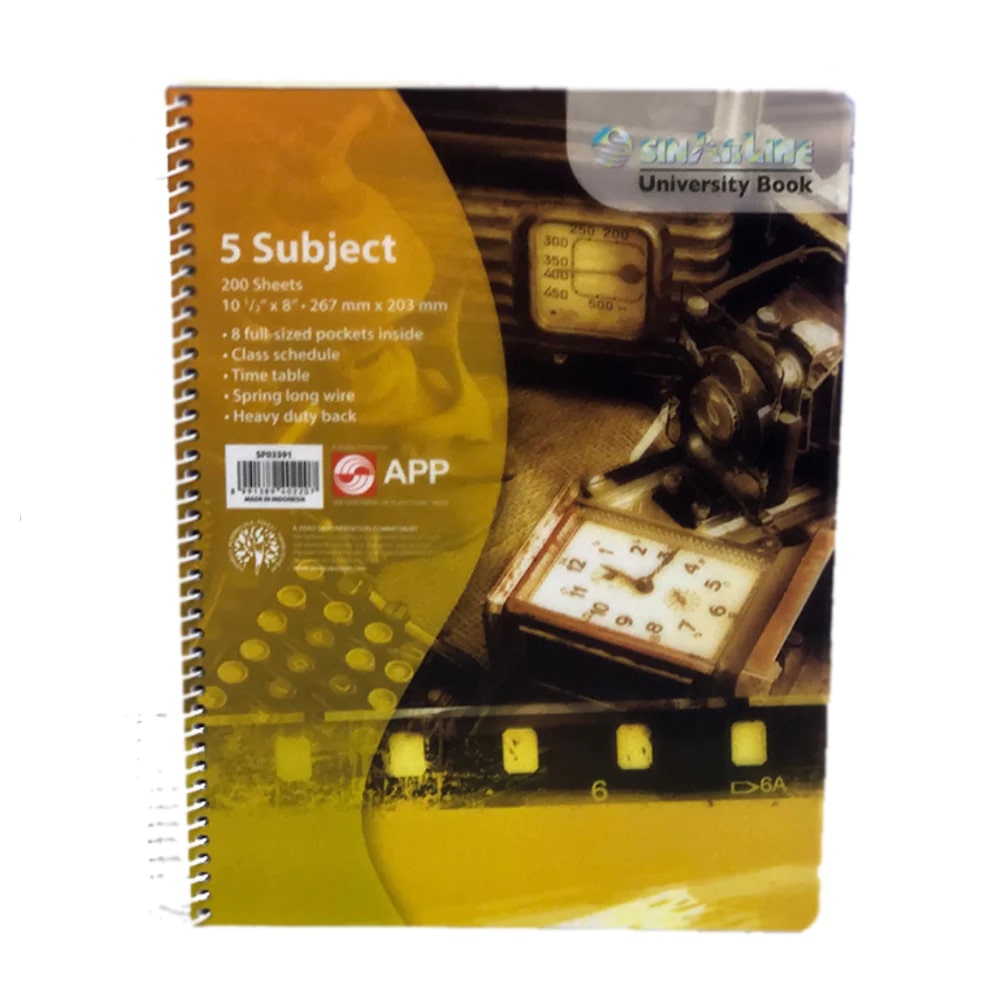 SinarLine University NoteBook - 5 Subject - 200 Sheets