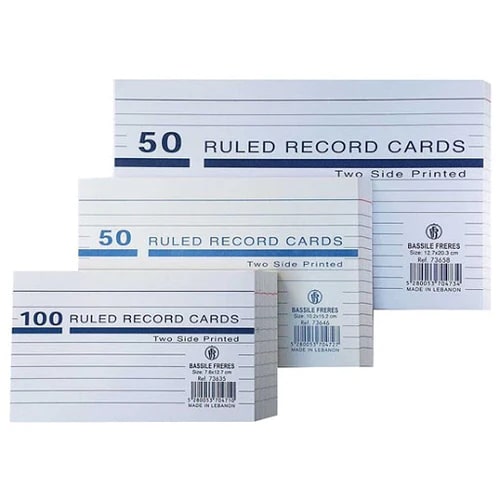 Index Cards - Ruled - White - Pack of 100
