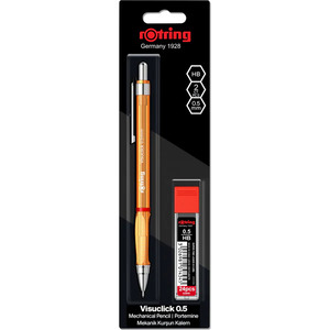 Rotring Visuclick Mechanical Pencil 0.5 mm + 24x HB Leads (Blister Pack) Orange