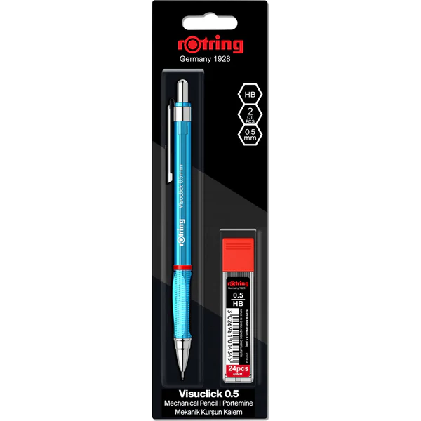 Rotring Visuclick Mechanical Pencil 0.5 mm + 24x HB Leads (Blister Pack) Blue
