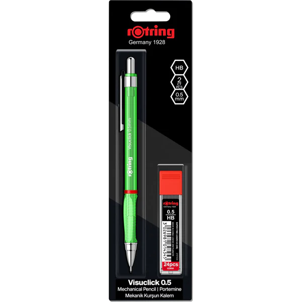 Rotring Visuclick Mechanical Pencil 0.5 mm + 24x HB Leads (Blister Pack) Green