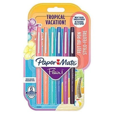 Paper Mate Flair Medium 0.7mm Felt Tip Pen Set - Tropical Vacation pack of 6